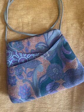 Maruca  Woven Floral Crossbody Bag in Teal, Orange  and Purple